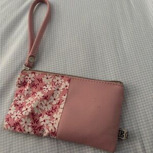 Pink Floral Wristlet Clutch